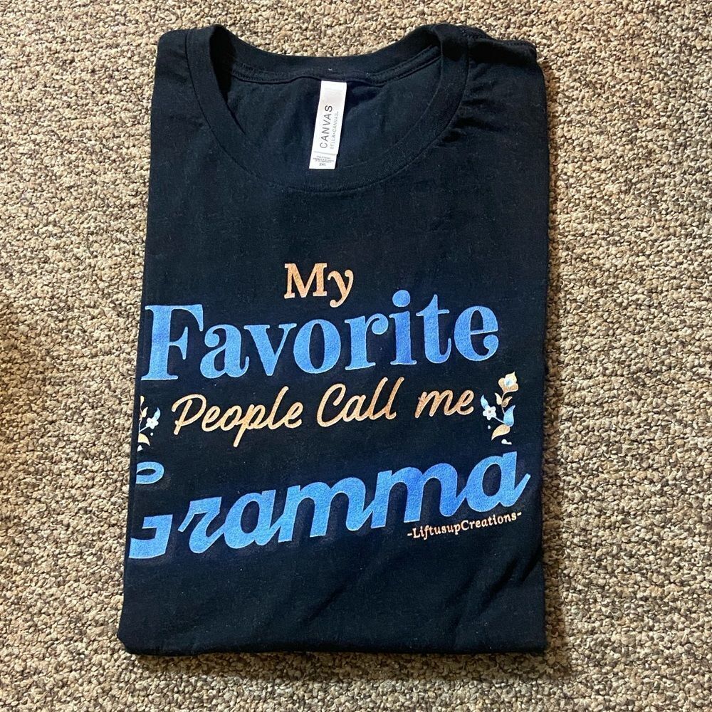 BELLA+CANVAS Black T-Shirt with Blue and White 'Gramma' Graphic Plus Size 2XL